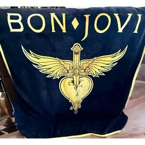 BON JOVI Black and Gold Stadium Blanket Throw 50"X 64"